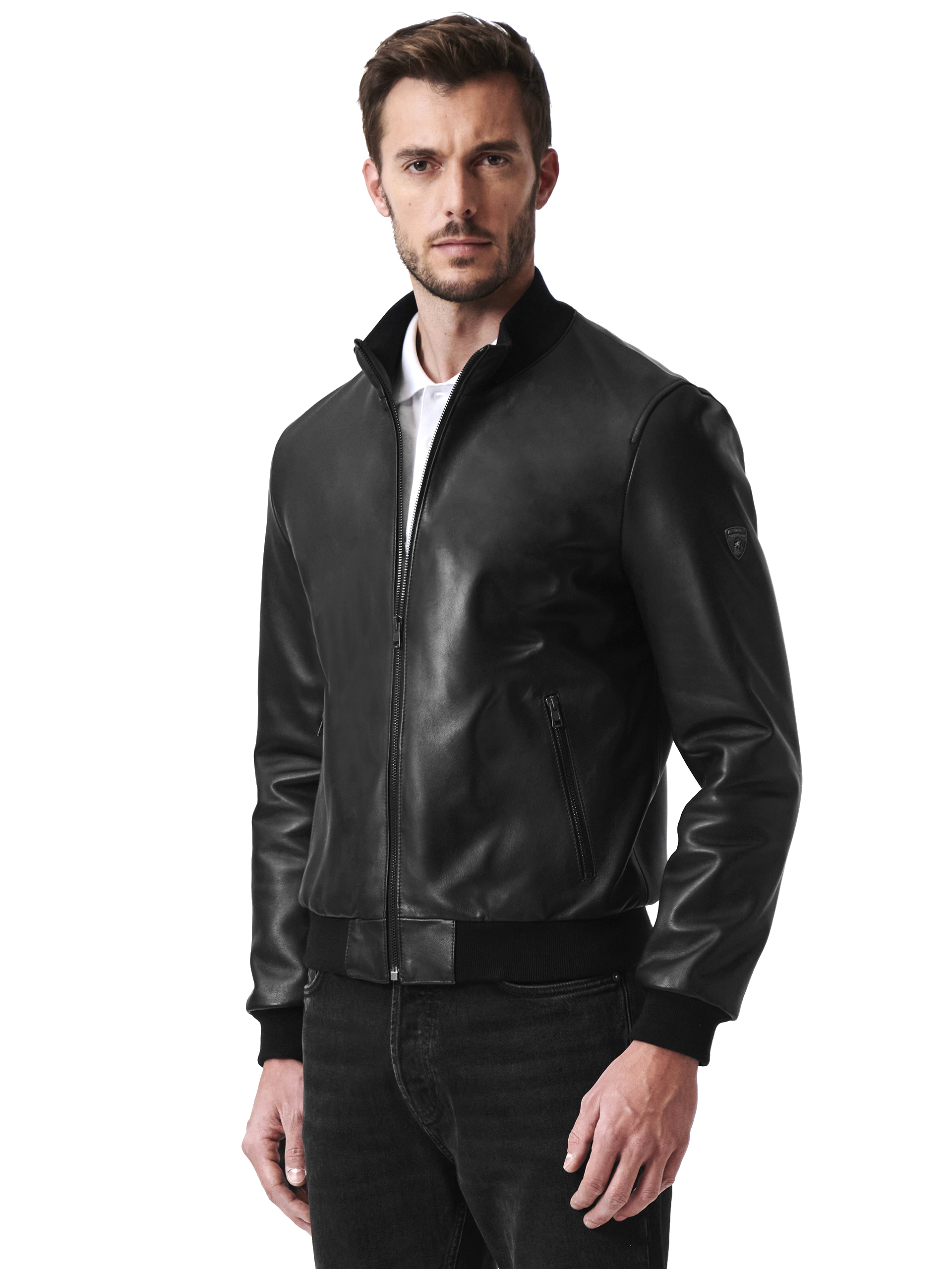 Black Classic A2 Leather Bomber Jacket w/Removable Collar #M2190K - Jamin  Leather®