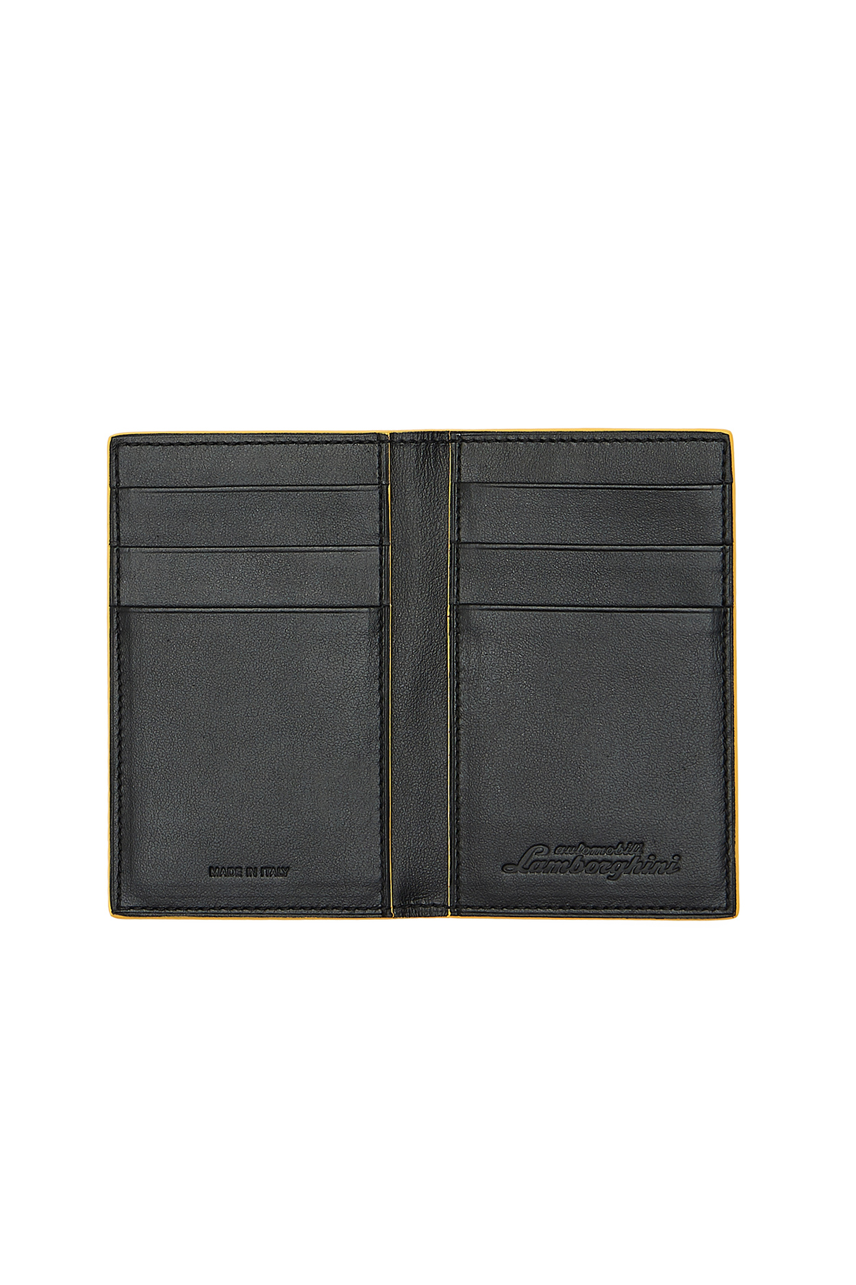 Leather card holder with contrasting yellow trim - Lamborghini Store
