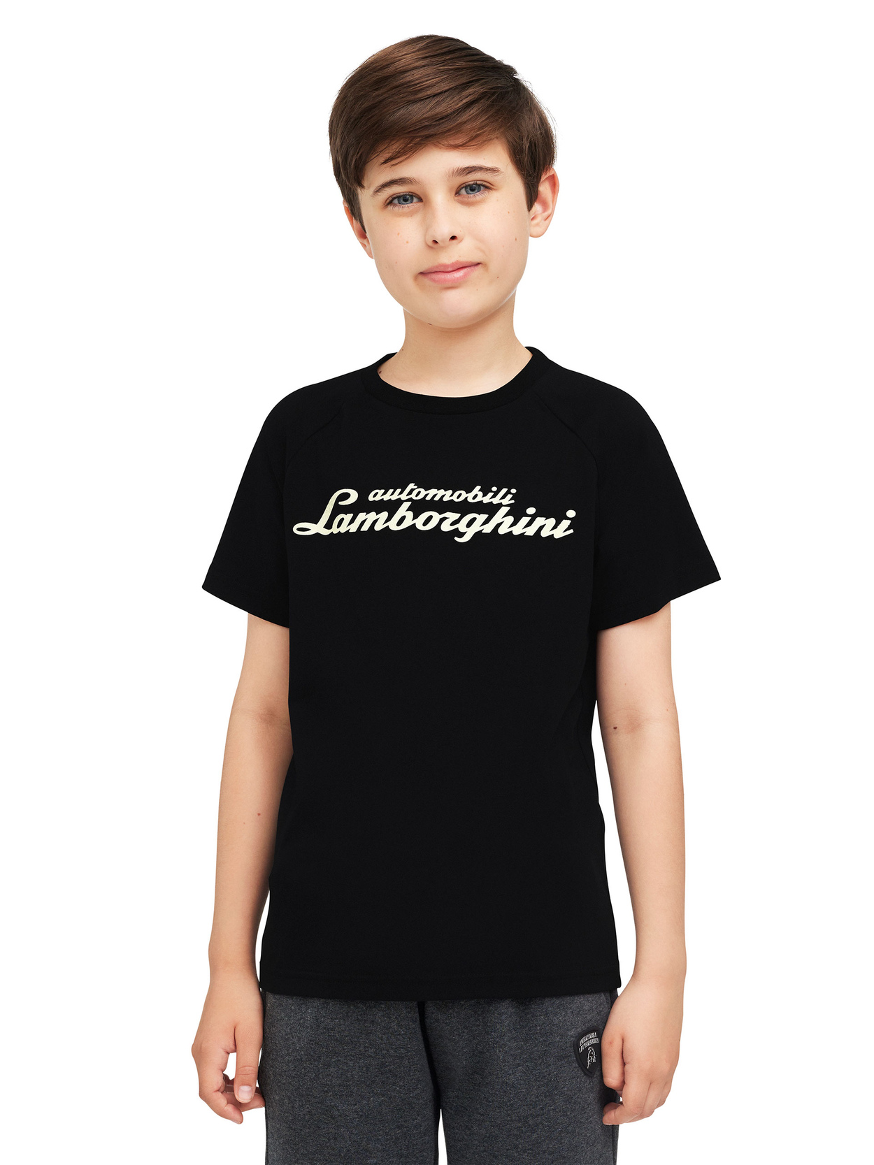 BOY’S T-SHIRT WITH GLOW-IN-THE-DARK SCRIPT LOGO - Lamborghini Store