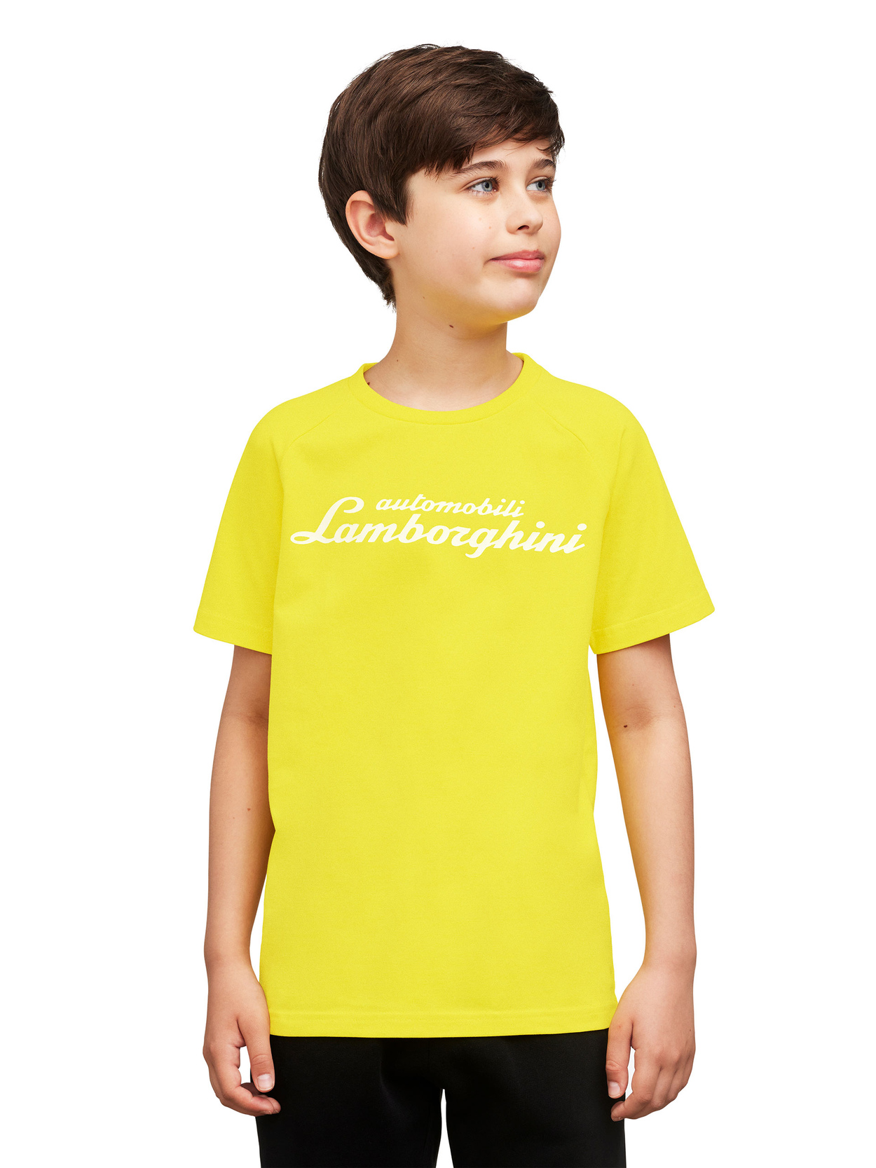 BOY’S T-SHIRT WITH GLOW-IN-THE-DARK SCRIPT LOGO - Lamborghini Store