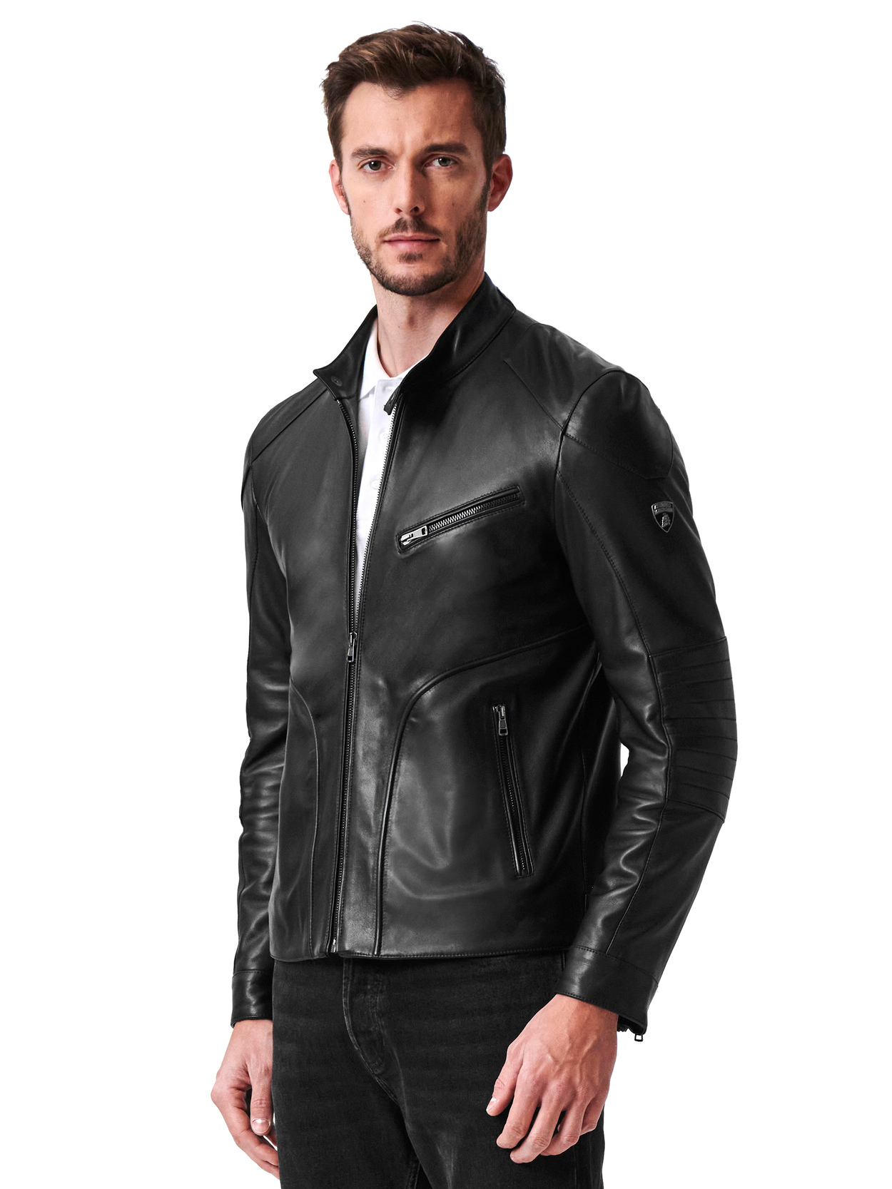 AUTOMOBILI LAMBORGHINI LEATHER BIKER JACKET - Lamborghini Store