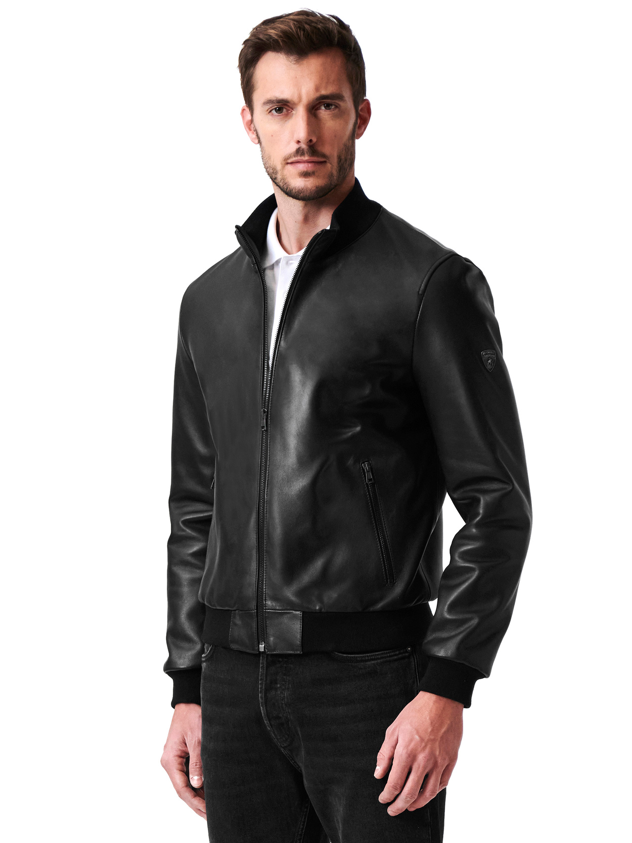AUTOMOBILI LAMBORGHINI LEATHER BOMBER JACKET - Lamborghini Store