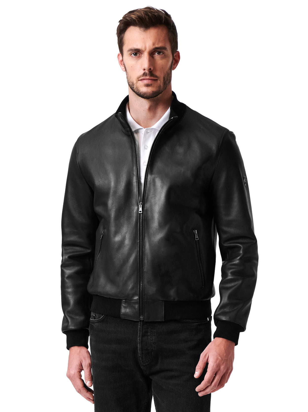 AUTOMOBILI LAMBORGHINI LEATHER BOMBER JACKET - Lamborghini Store