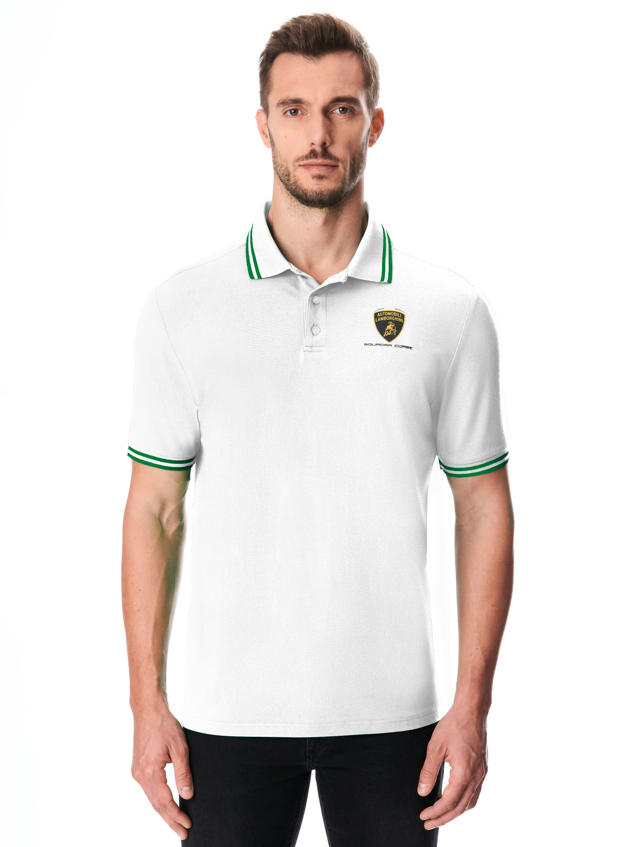 AUTOMOBILI LAMBORGHINI SQUADRA CORSE TRAVEL POLO - WHITE - Lamborghini Store
