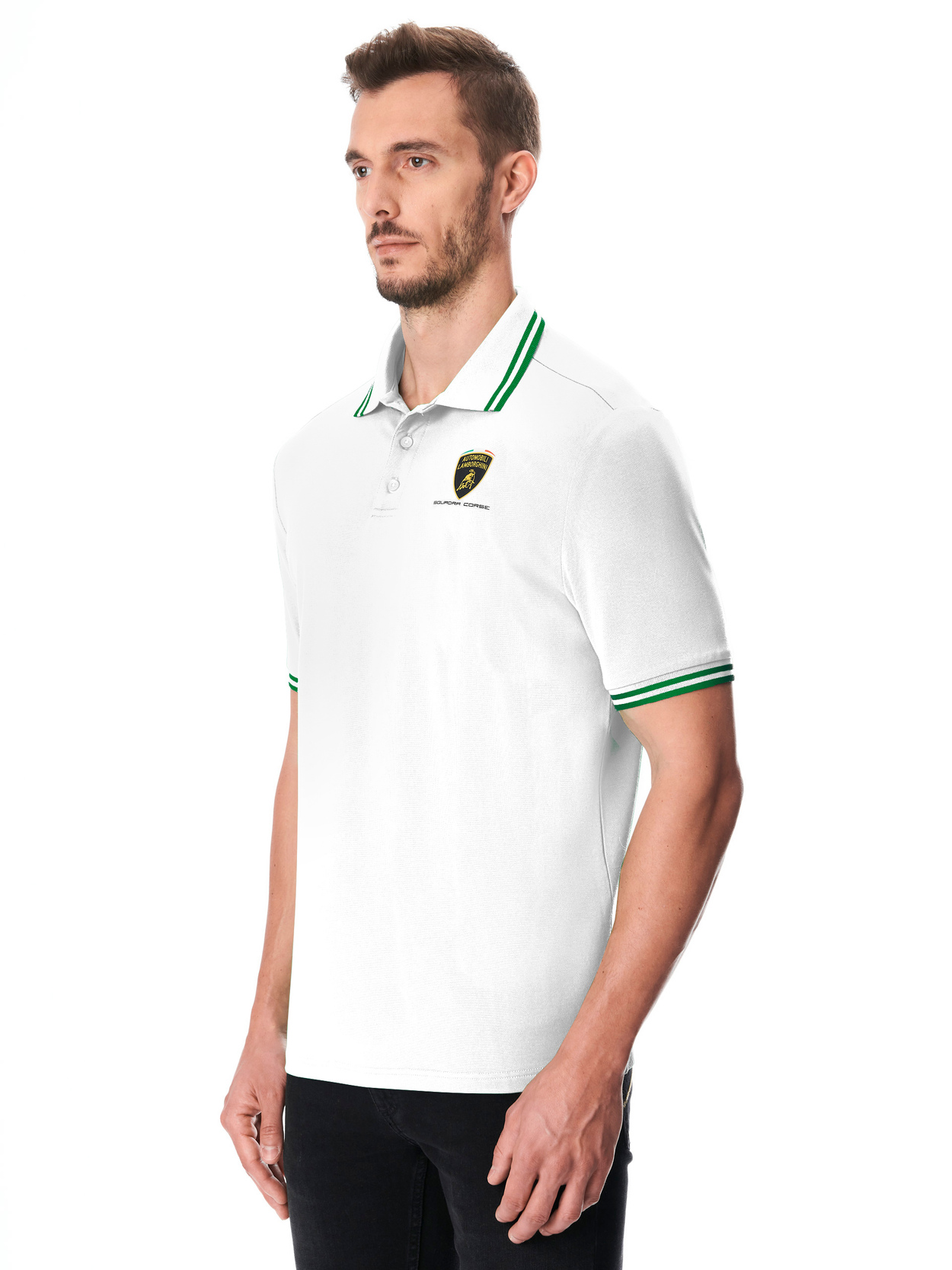 AUTOMOBILI LAMBORGHINI SQUADRA CORSE TRAVEL POLO - WHITE - Lamborghini Store