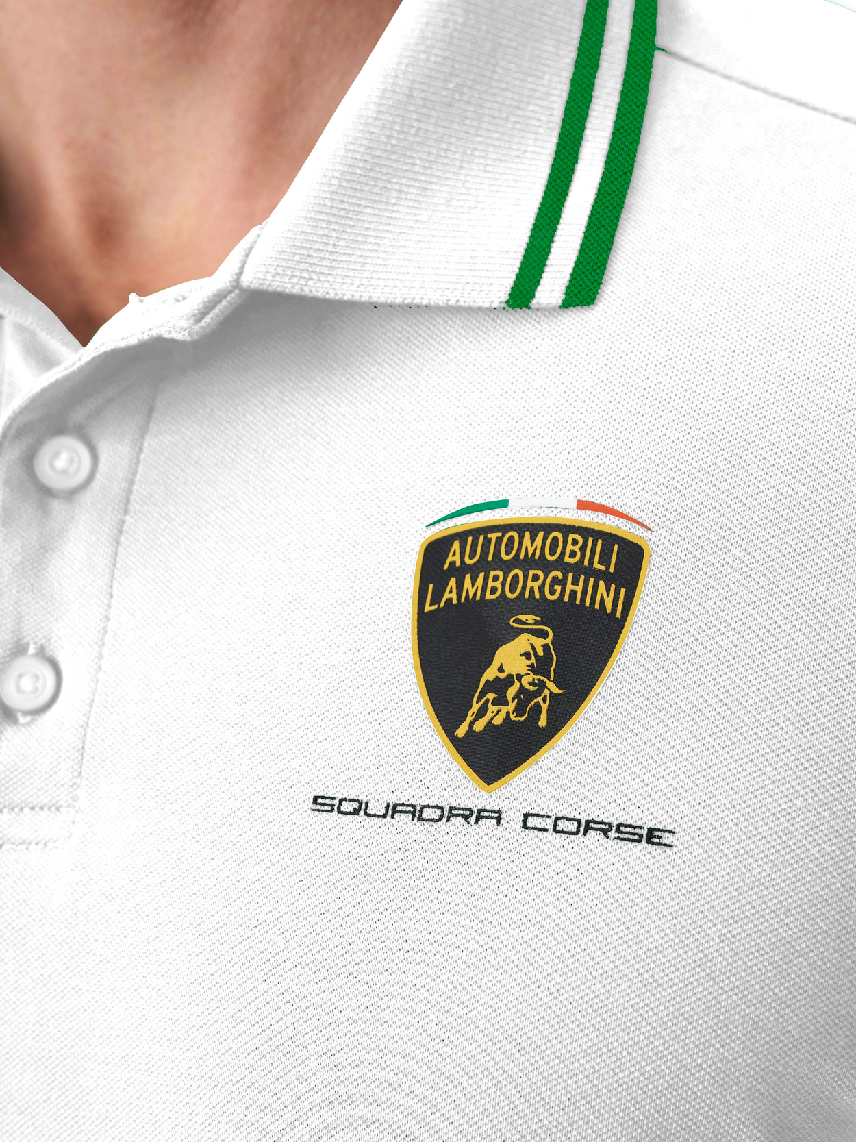 AUTOMOBILI LAMBORGHINI SQUADRA CORSE TRAVEL POLO - WHITE - Lamborghini Store