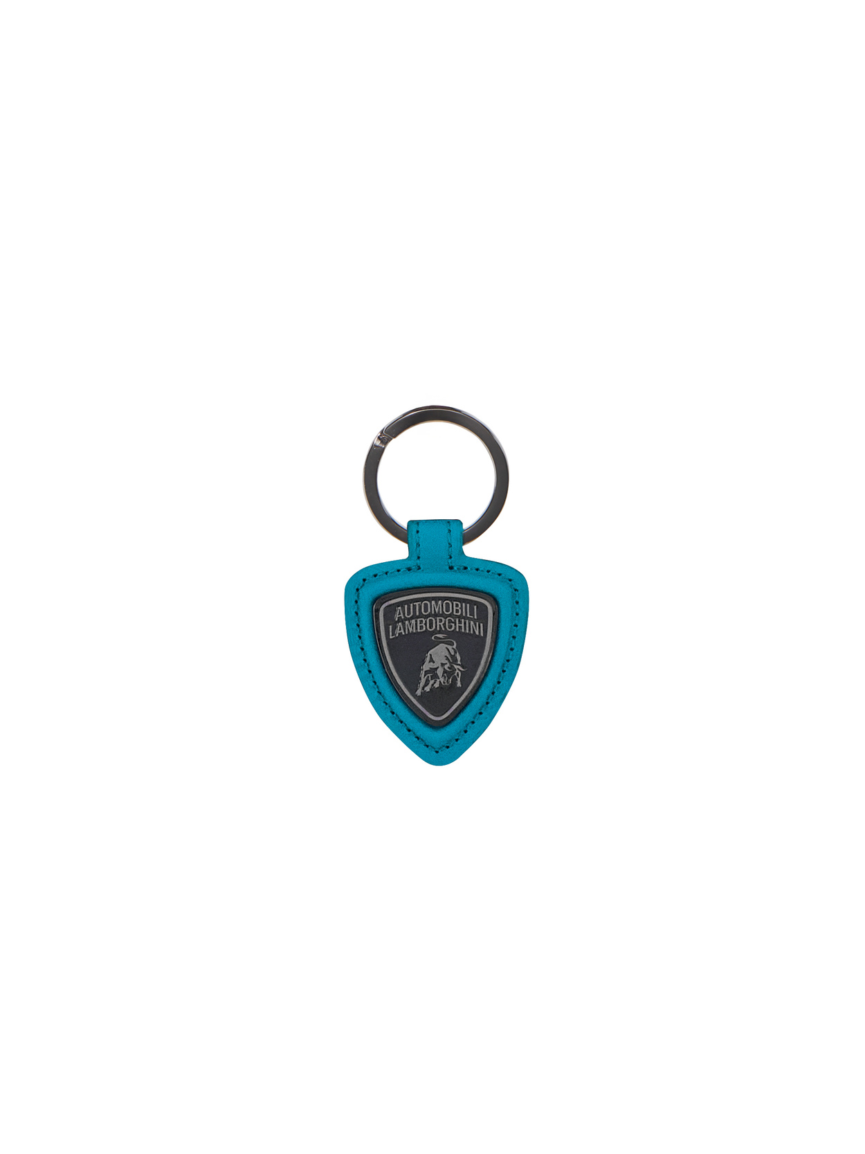UPCYCLED LEATHER KEYRING WITH METAL SHIELD LOGO. - Lamborghini Store