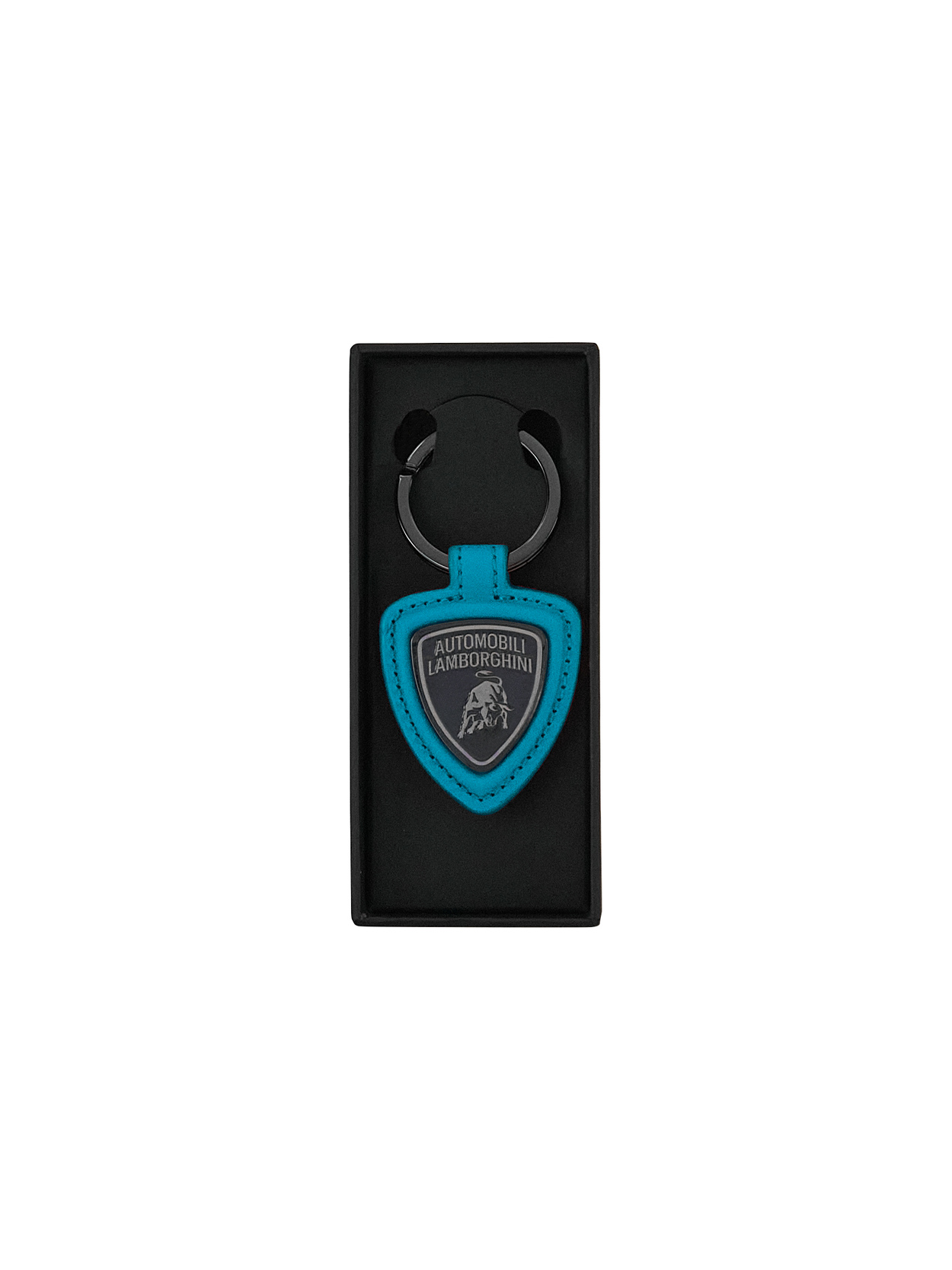 UPCYCLED LEATHER KEYRING WITH METAL SHIELD LOGO. - Lamborghini Store