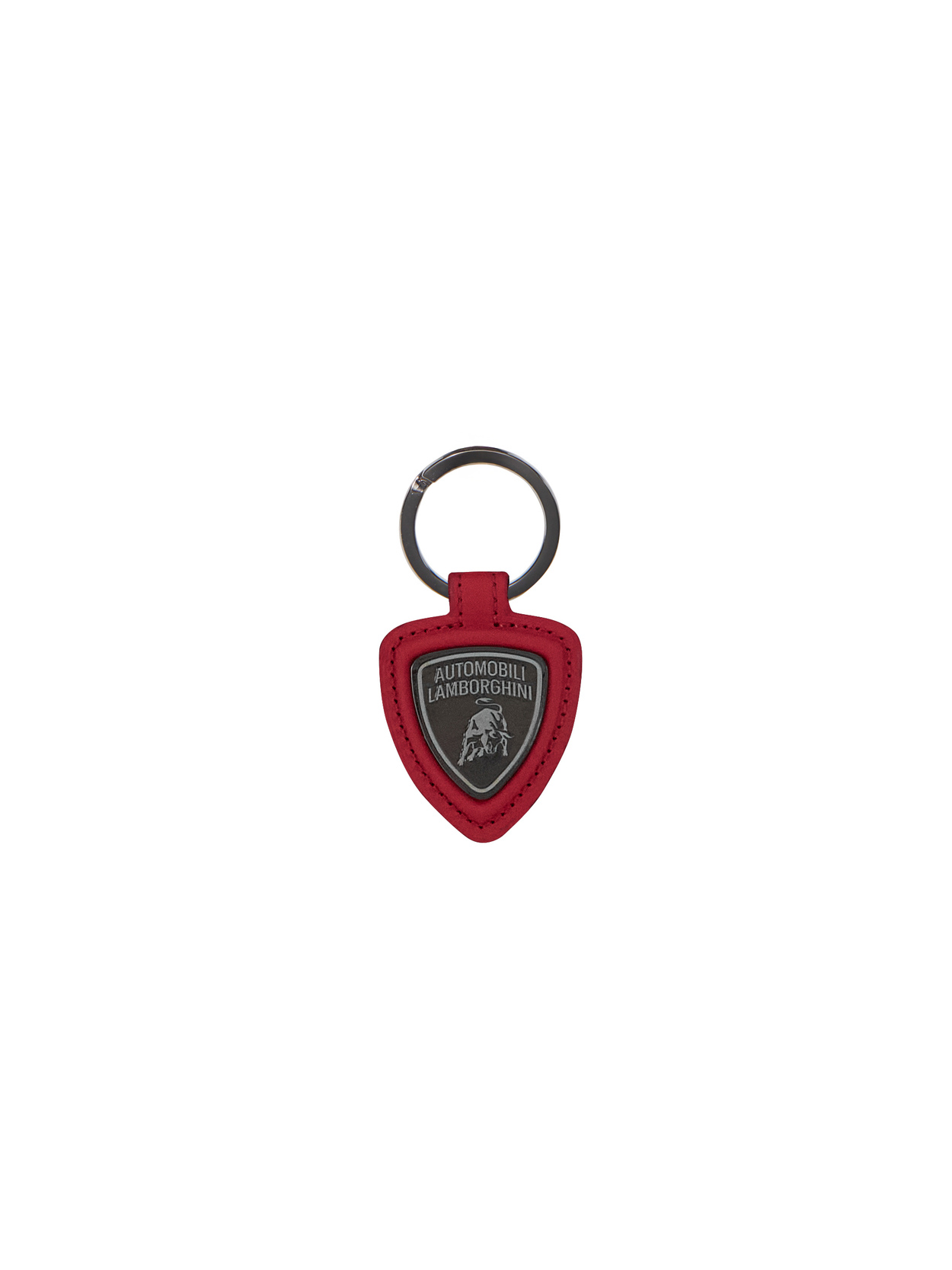 UPCYCLED LEATHER KEYRING WITH METAL SHIELD LOGO. - Lamborghini Store