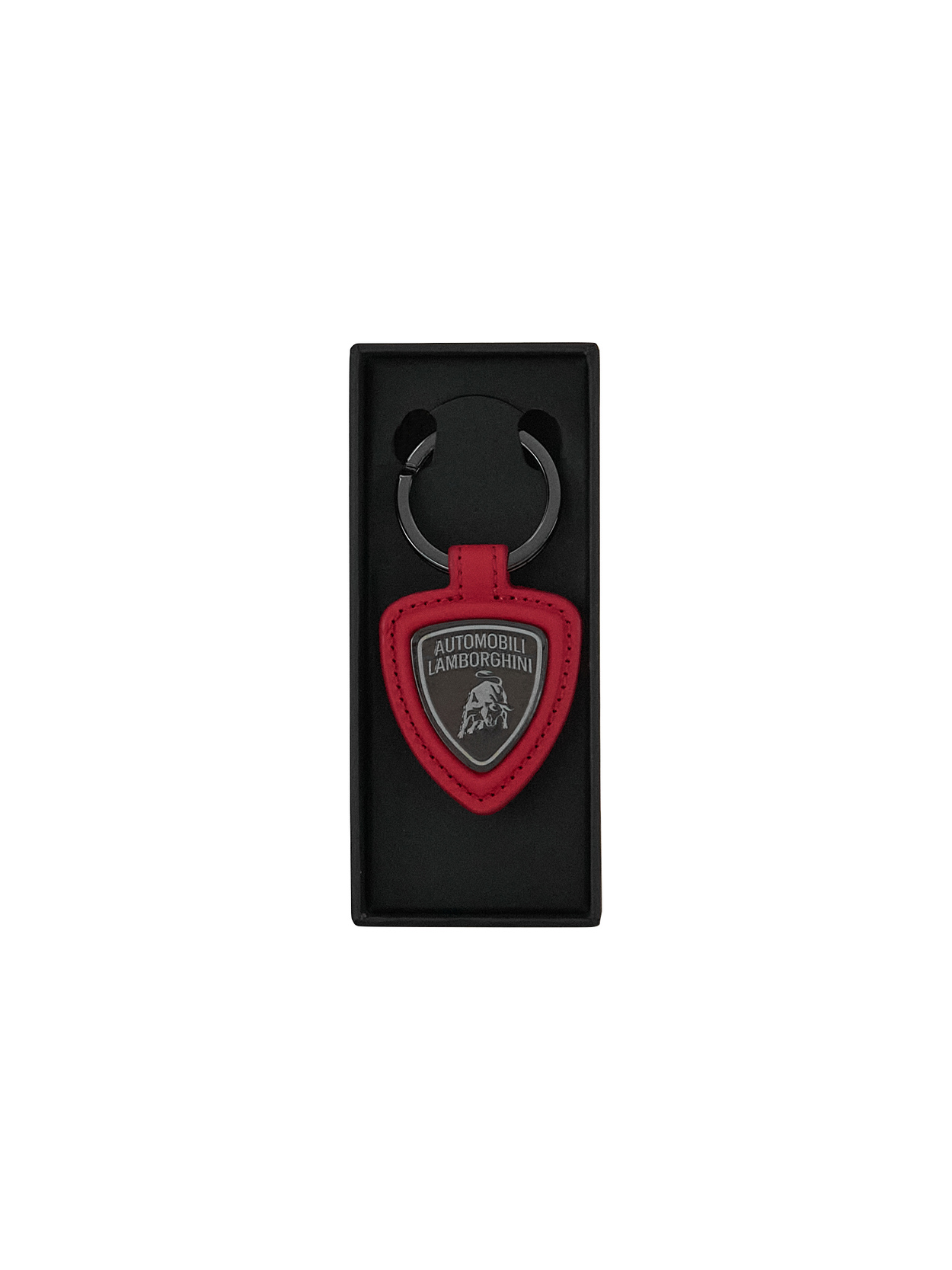 UPCYCLED LEATHER KEYRING WITH METAL SHIELD LOGO. - Lamborghini Store