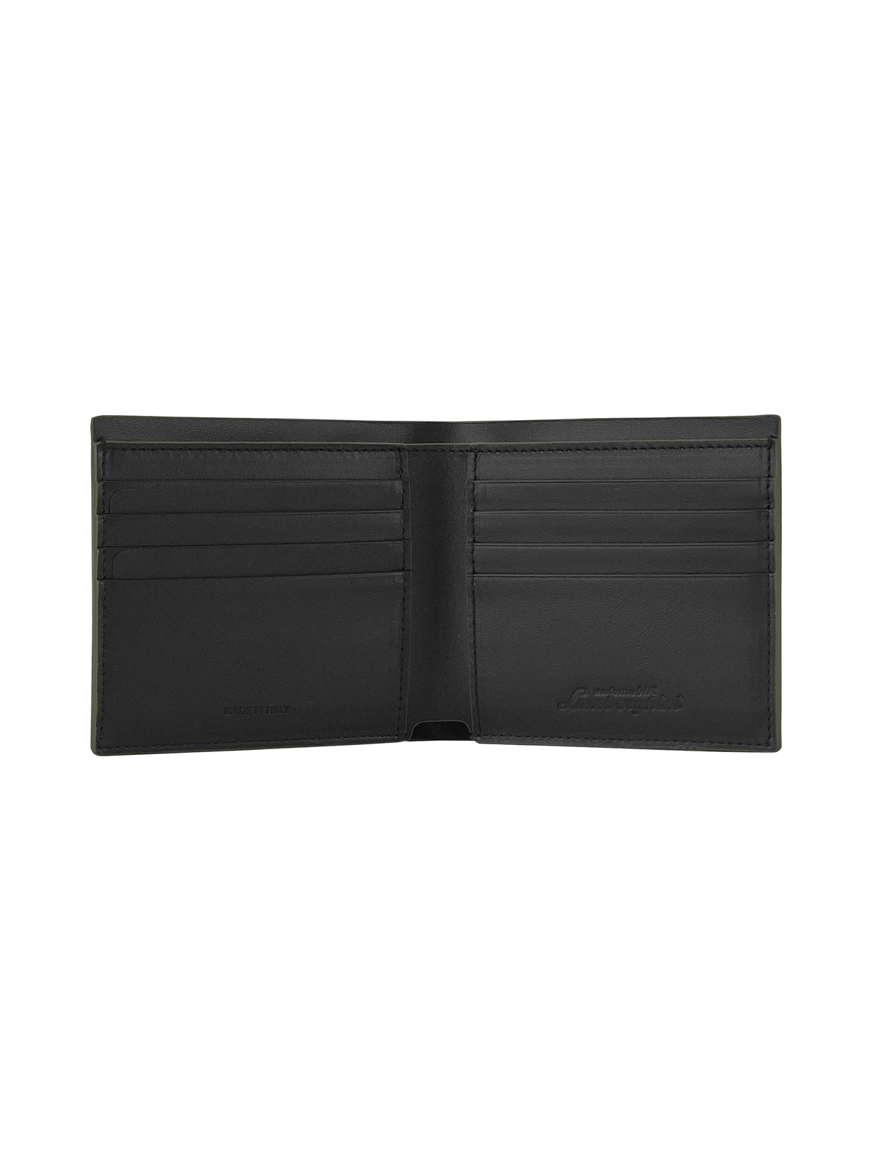LEATHER WALLET WITH CONTRASTING DETAILS, ARMY GREEN - Lamborghini Store
