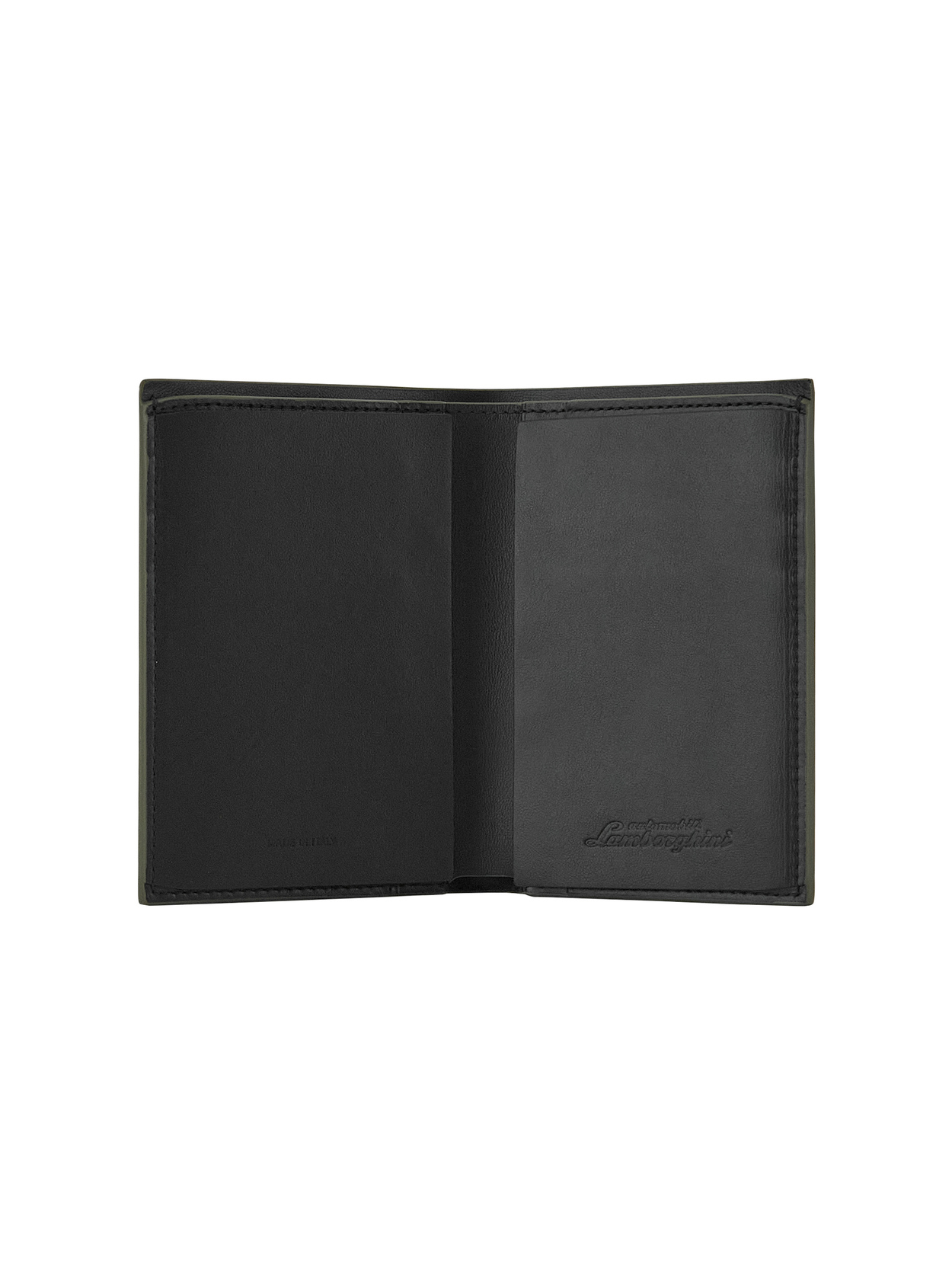 LEATHER COAT WALLET WITH CONTRASTING TRIM, ARMY GREEN - Lamborghini Store