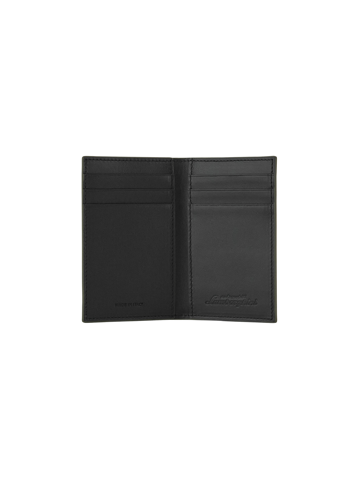 LEATHER CARD HOLDER WITH CONTRASTING TRIM, ARMY GREEN - Lamborghini Store