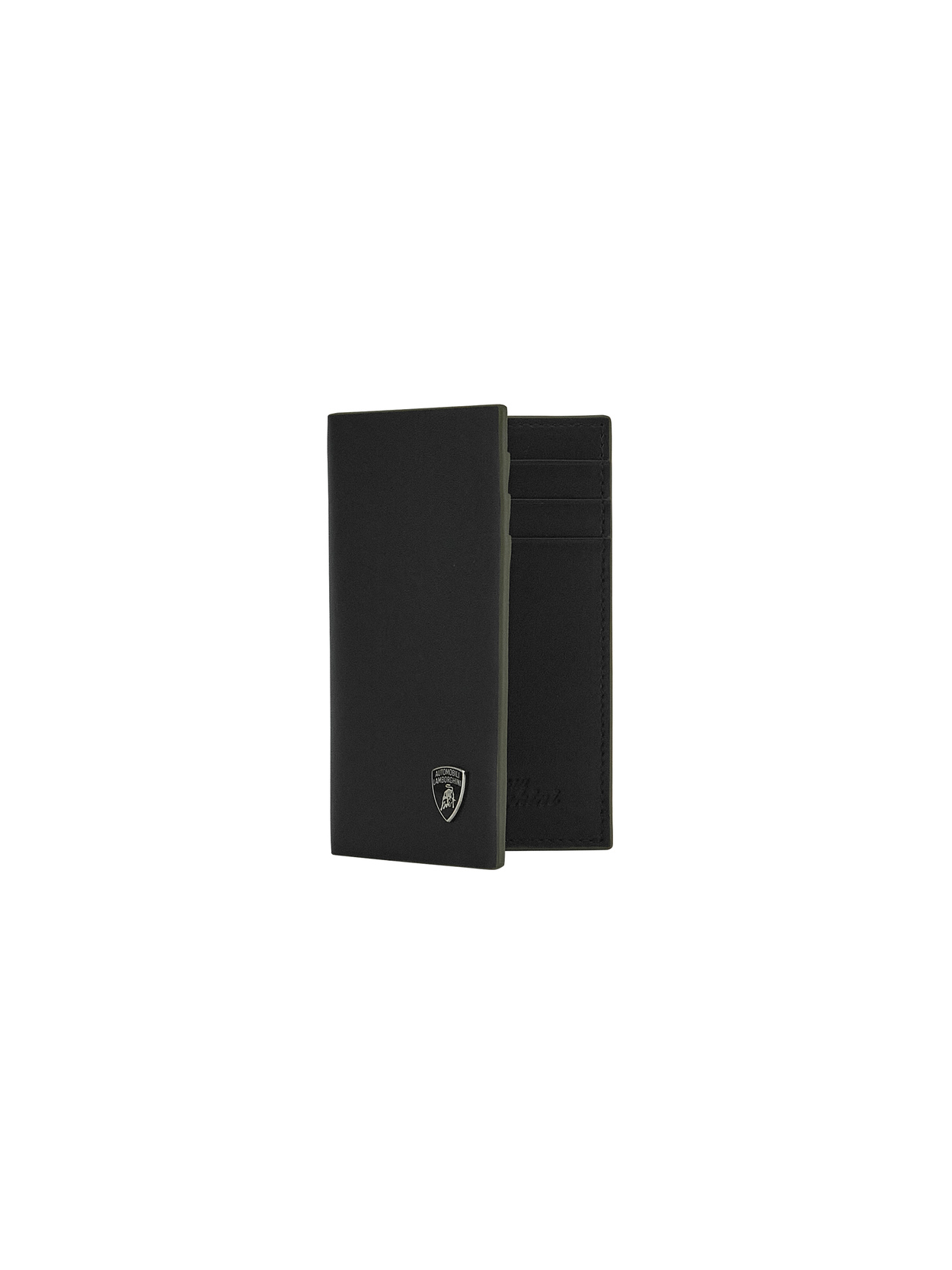 LEATHER CARD HOLDER WITH CONTRASTING TRIM, ARMY GREEN - Lamborghini Store