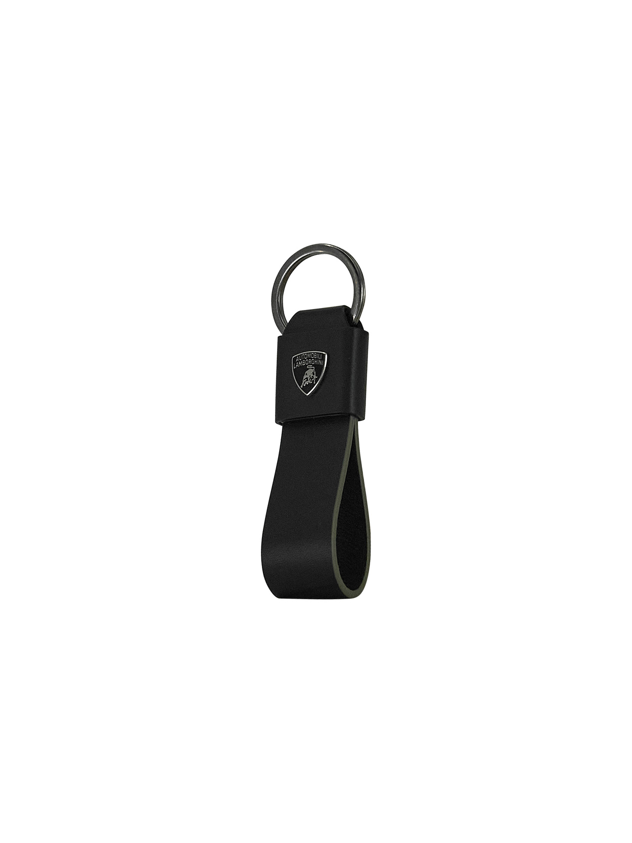 LEATHER KEYRING WITH CONTRASTING TRIM, ARMY GREEN - Lamborghini Store