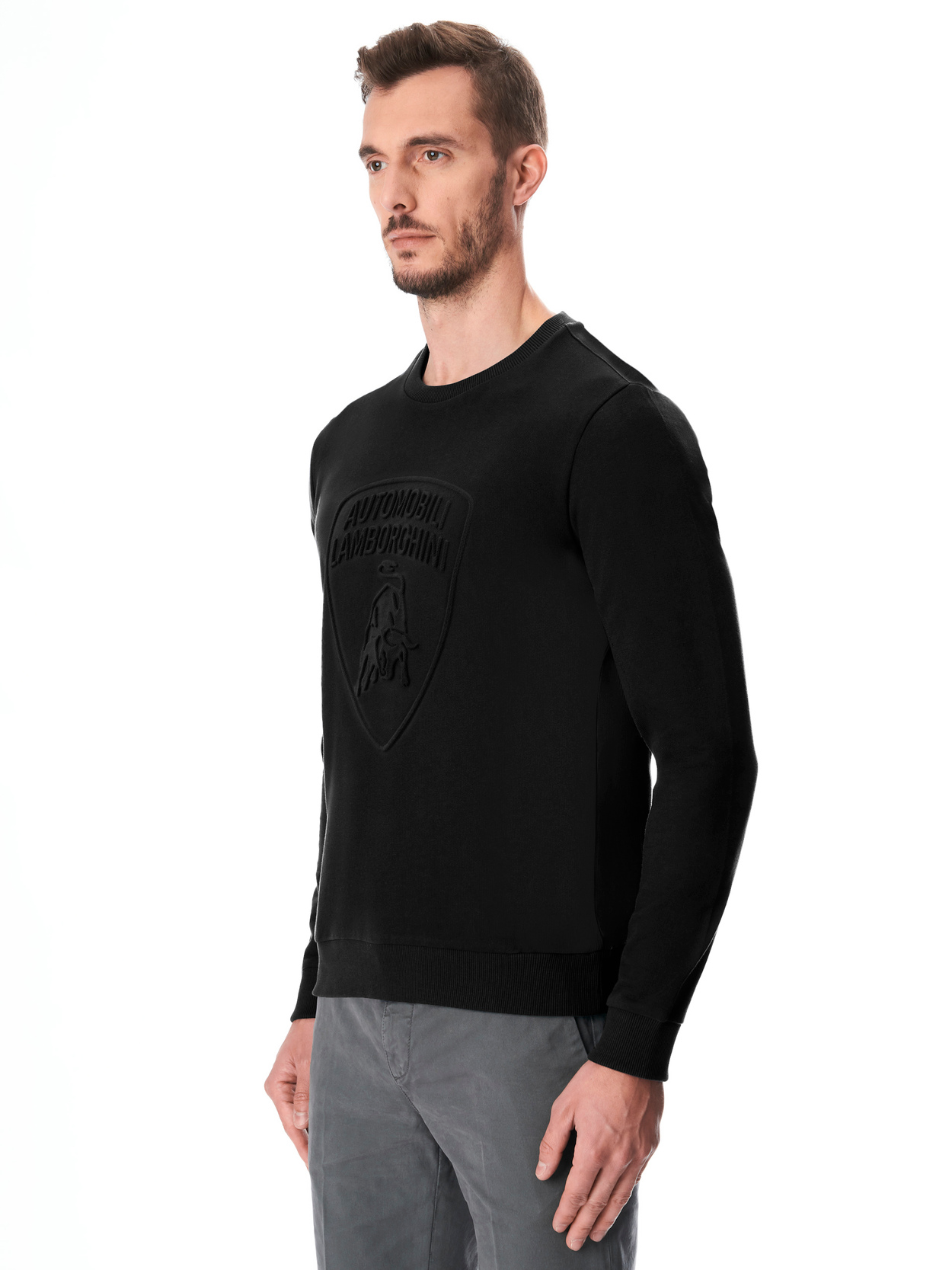 RUNDHALS-SWEATSHIRT AUTOMOBILI LAMBORGHINI MIT GEPRÄGTEM WAPPENLOGO - Lamborghini Store