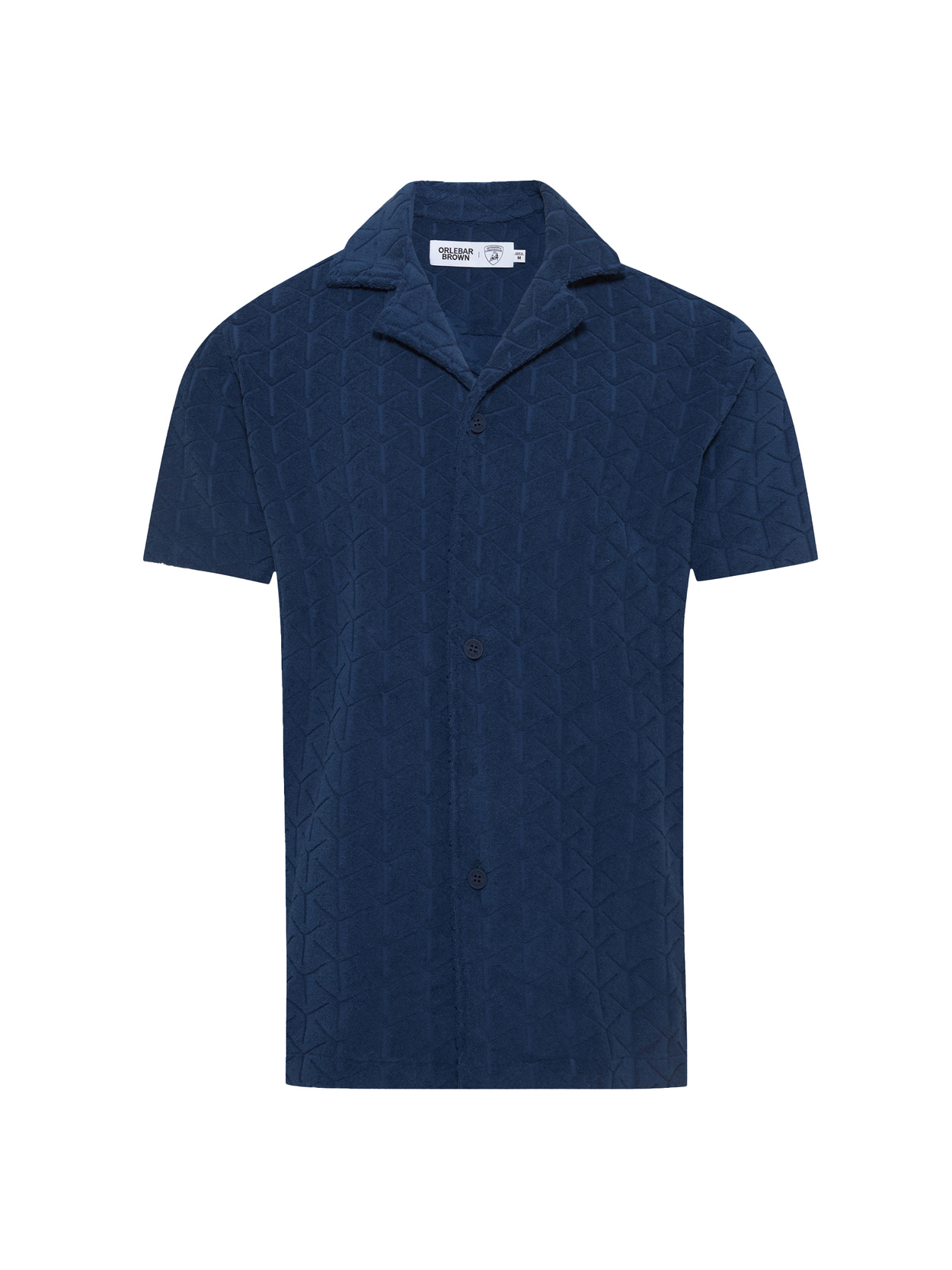 Camicia di cotone con colletto Capri con vestibilità morbida in jacquard Blu Notte Automobili Lamborghini - Lamborghini Store