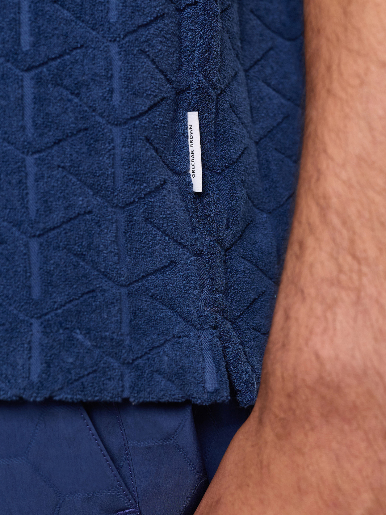 Camicia di cotone con colletto Capri con vestibilità morbida in jacquard Blu Notte Automobili Lamborghini - Lamborghini Store