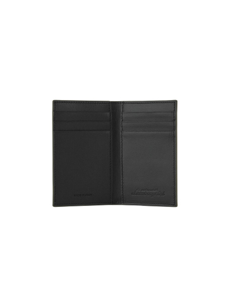 PORTA CARTE IN PELLE CON BORDI IN CONTRASTO VERDE MILITARE