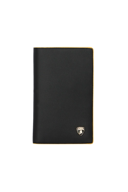 Leather card holder with contrasting yellow trim - Leather Goods | Lamborghini Store