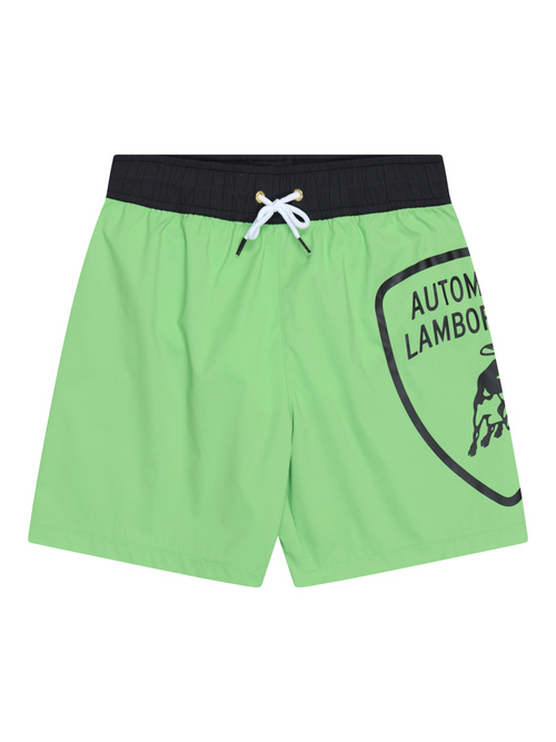BOY’S WATER-ACTIVATED PRINT SWIMMING TRUNKS - GREEN - TROUSERS | Lamborghini Store
