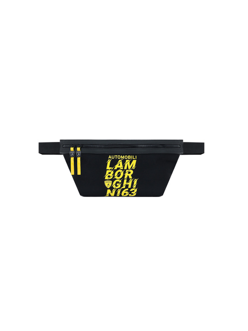 AUTOMOBILI LAMBORGHINI BLACK BELT BAG WITH DECONSTRUCTED LOGO - BACKPACKS AND BAGS | Lamborghini Store