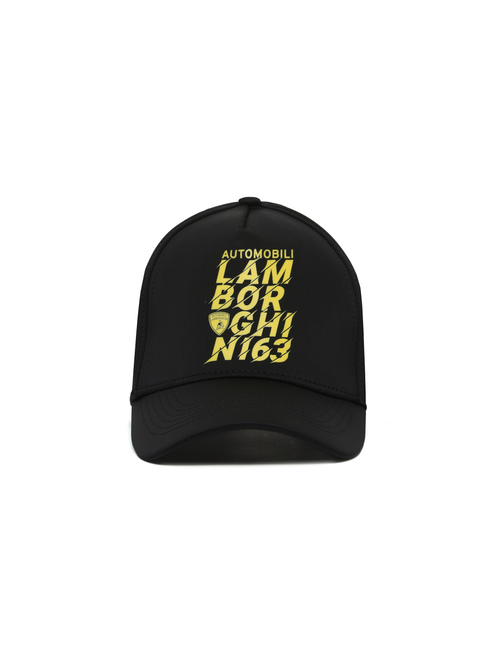 AUTOMOBILI LAMBORGHINI BLACK CAP WITH DECONSTRUCTED LOGO - Headwear | Lamborghini Store