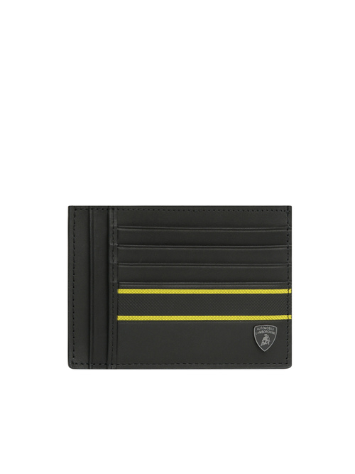 AUTOMOBILI LAMBORGHINI LEATHER CARD HOLDER WITH CONTRASTING DETAILING - SMALL LEATHER GOODS | Lamborghini Store