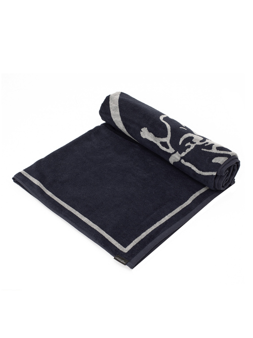 AUTOMOBILI LAMBORGHINI BEACH TOWEL IN ACHELOUS BLUE WITH SHIELD LOGO - アクセサリー | Lamborghini Store