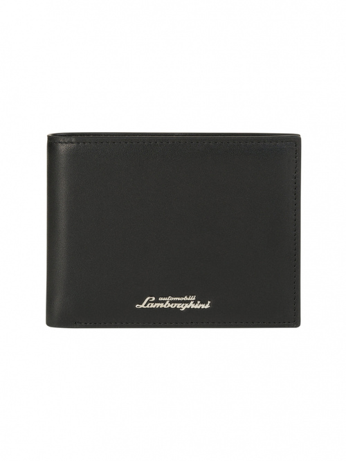 Portefeuille à deux volets moyen avec plaque métallique et inscription logo | Lamborghini Store