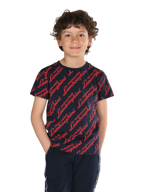 KIDS’ ALL-OVER LOGOSCRIPT T-SHIRT - T恤和Polo衫 | Lamborghini Store