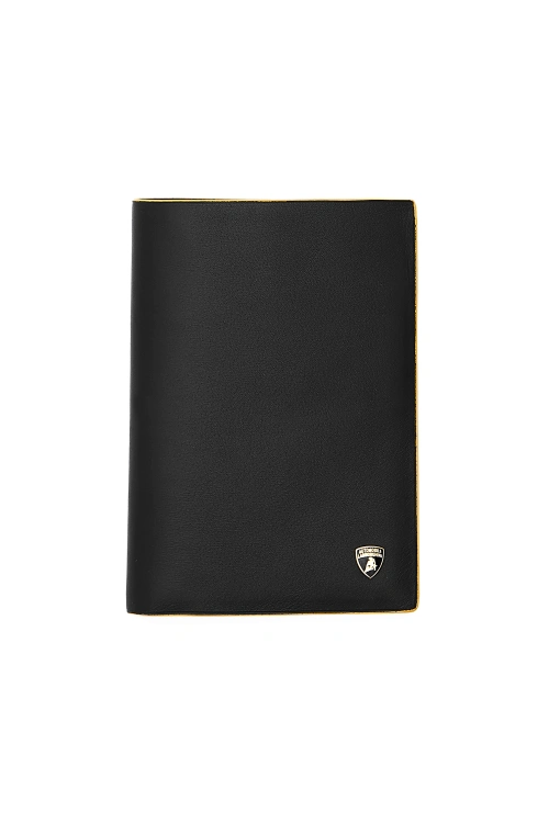 Leather coat wallet with contrasting yellow trim - Leather Goods | Lamborghini Store