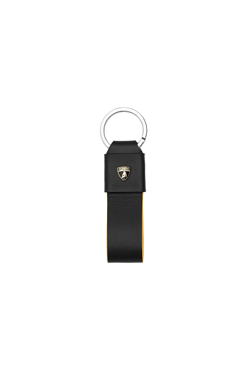 Leather keyring with contrasting yellow trim - KEYHOLDERS AND LANYARDS | Lamborghini Store