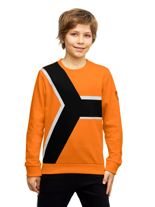 印有Y字的橙色儿童圆领卫衣 - 30% off | Lamborghini Store