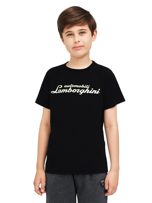 BOY’S T-SHIRT WITH GLOW-IN-THE-DARK SCRIPT LOGO - Kids | Lamborghini Store