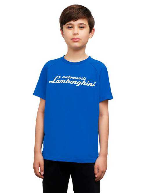 BOY’S T-SHIRT WITH GLOW-IN-THE-DARK SCRIPT LOGO - T-SHIRTS AND POLO | Lamborghini Store