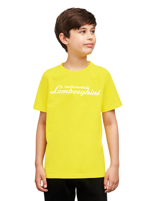 BOY’S T-SHIRT WITH GLOW-IN-THE-DARK SCRIPT LOGO - Kids | Lamborghini Store