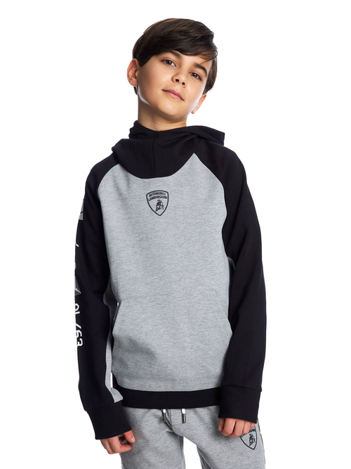 灰色儿童连帽图案卫衣 - 50% off | Lamborghini Store