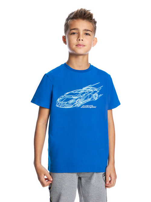 BOY’S AVENTADOR SVJ T-SHIRT - BLUE - -50% | Lamborghini Store