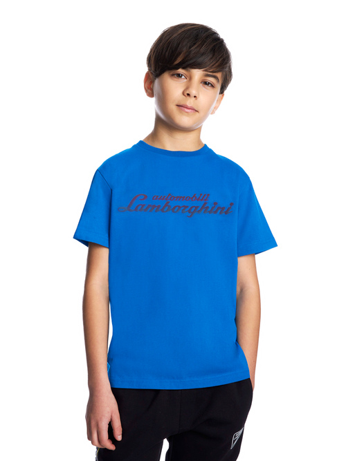 蓝色儿童彩虹效果标识字样T恤 - T恤和Polo衫 | Lamborghini Store