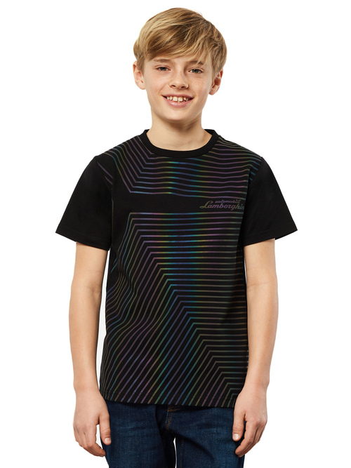 黑色儿童反光细节T恤 - T恤和Polo衫 | Lamborghini Store