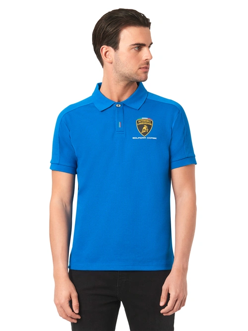 Camiseta polo Travel Automobili Lamborghini Squadra Corse - Azul - Promoción | Lamborghini Store