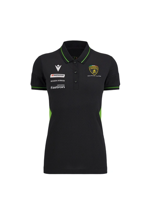 Automobili Lamborghini Squadra Corse women's black polo shirt - Super Trofeo | Lamborghini Store