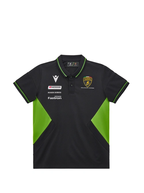 Automobili Lamborghini Squadra Corse kid's black polo shirt - Kid | Lamborghini Store