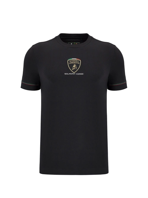 Automobili Lamborghini Squadra Corse men's black tricolor sports t-shirt - New In | Lamborghini Store