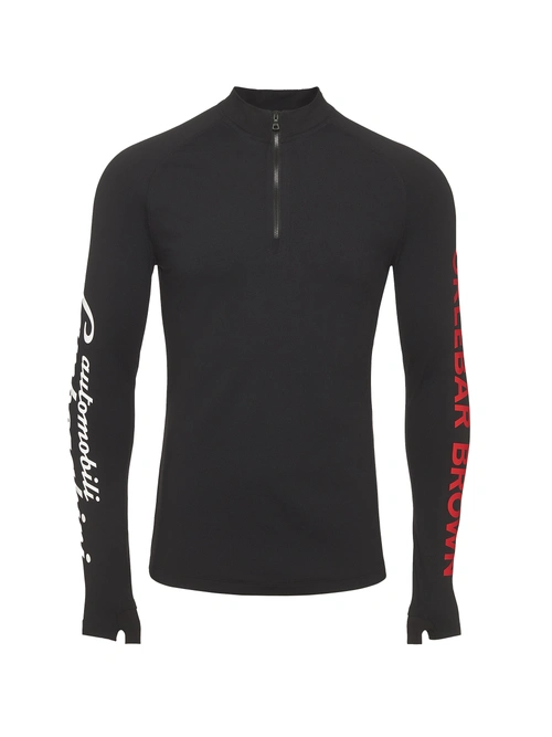 RASH GUARD NERA CON MEZZA ZIP E LOGHI ORLEBAR BROWN X AUTOMOBILI LAMBORGHINI - BEACHWEAR | Lamborghini Store