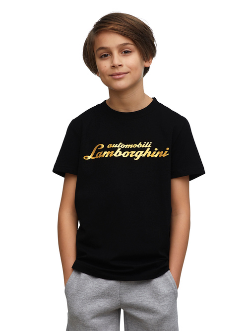 Metallic Logoscript T-shirt|95% cotton, 5% elastane| - -50% | Lamborghini Store