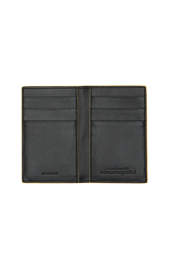 Leather card holder with contrasting yellow trim - Lamborghini Store