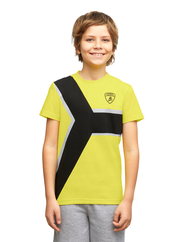 黄色Y字印花儿童T恤 - Lamborghini Store