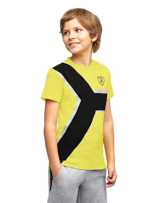 黄色Y字印花儿童T恤 - Lamborghini Store